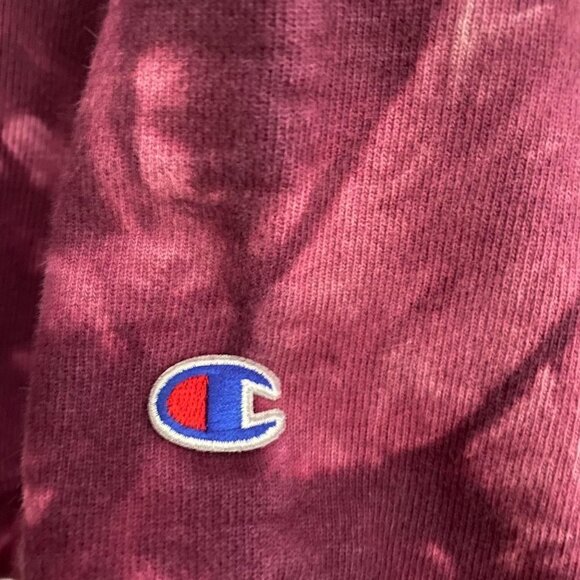 Champion Women's Reverse Weave Maroon Tie Dye Spellout Sweatshirt Size XS - Picture 4 of 8